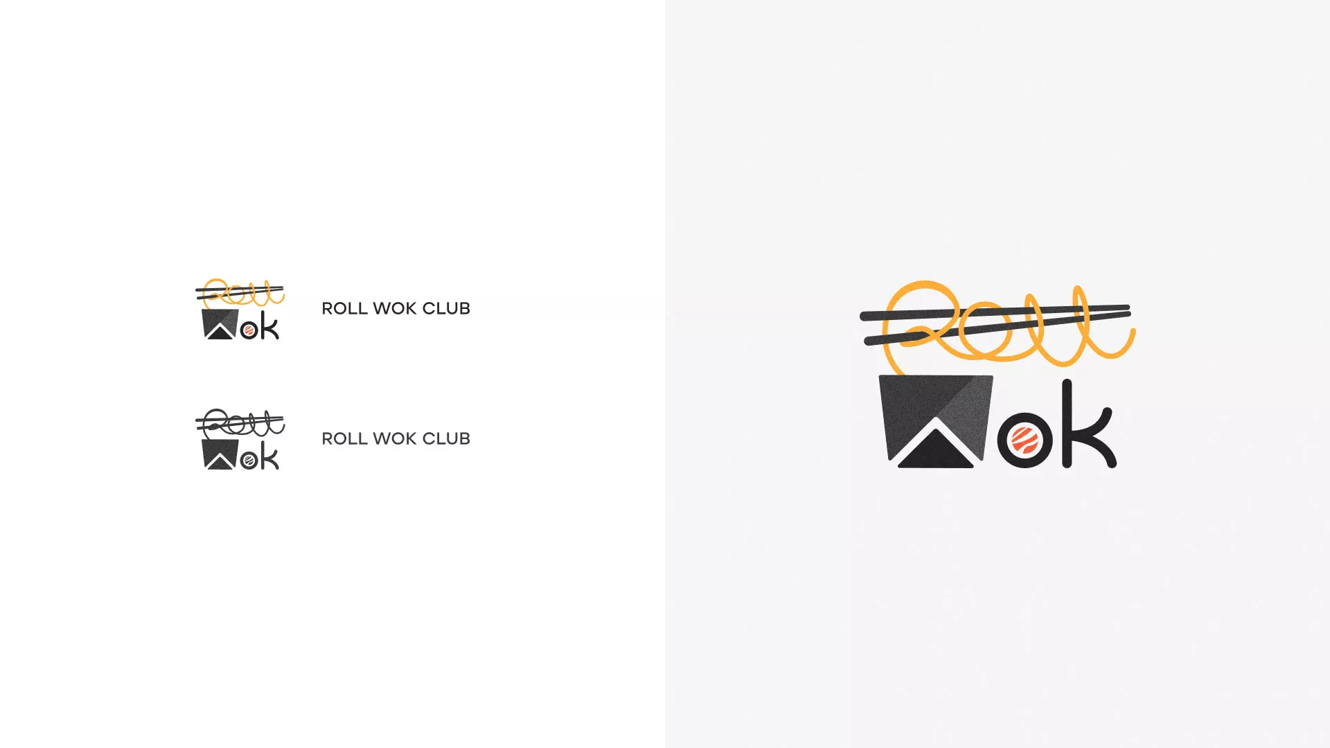 Разработка логотипа суши-бара «Roll Wok Club» в Пскове