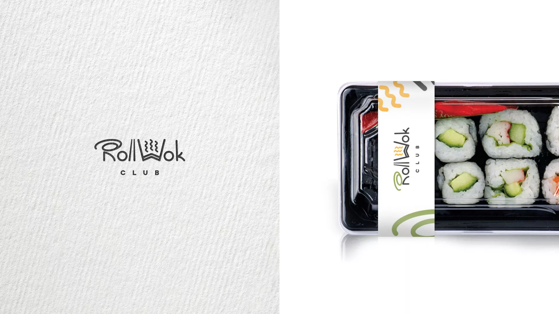 Разработка наклеек для суши-бара «Roll Wok Club» в Пскове